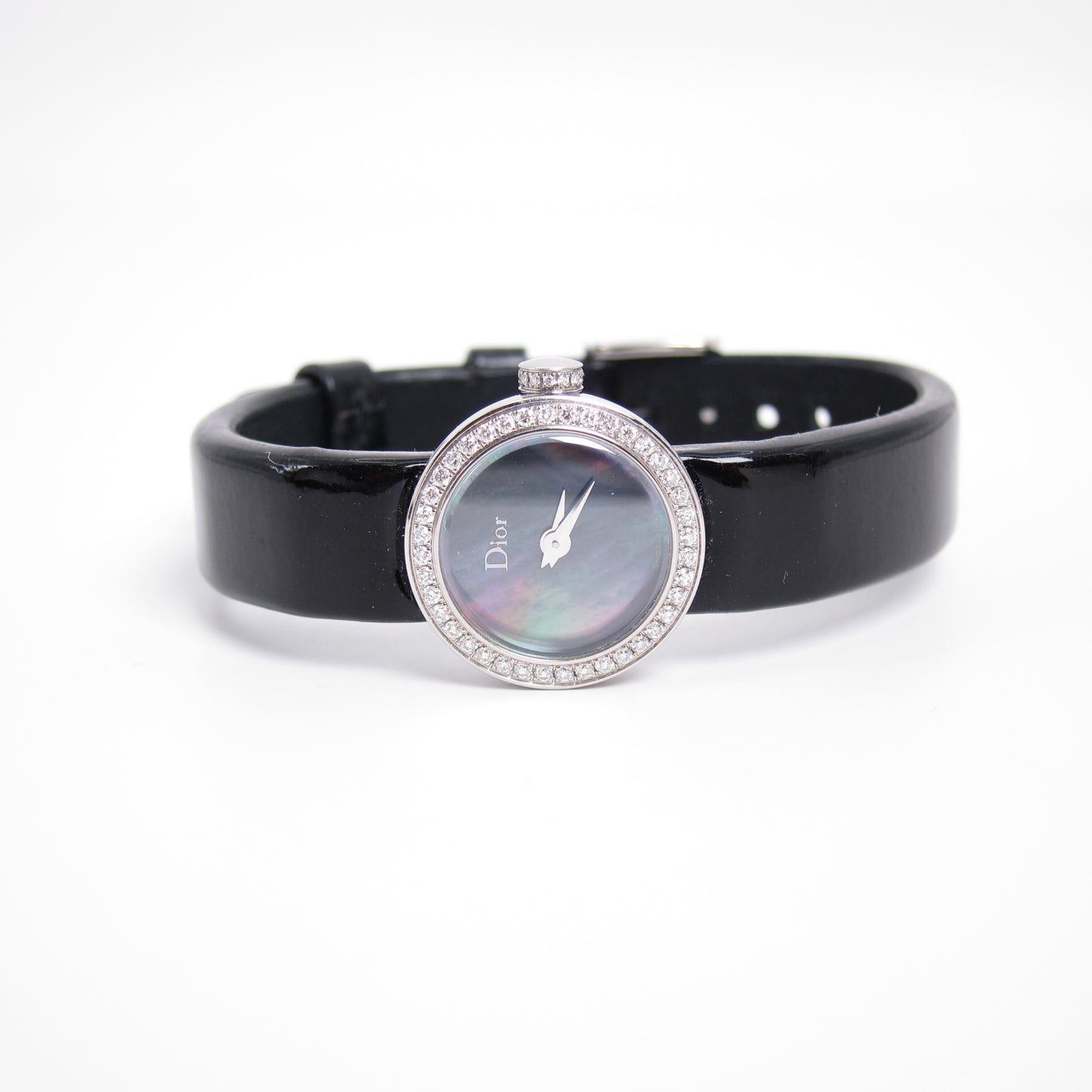 Christian Dior Vintage La Mini D De Dior Diamond and Black Shell Pearl Face Watch