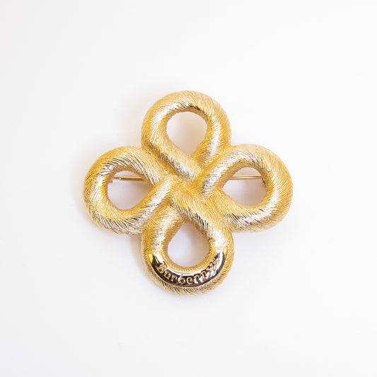 Burberry Vintage Textured Open Knot Golden Brooch