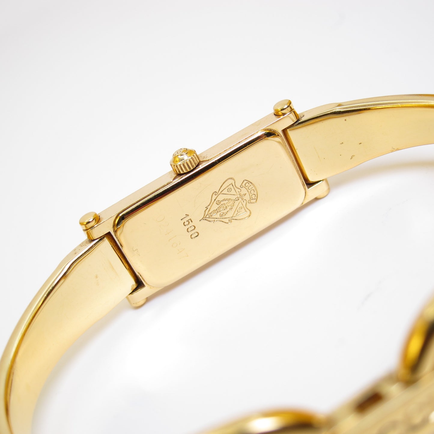 Gucci 復古長方形金色錶盤手鐲腕錶