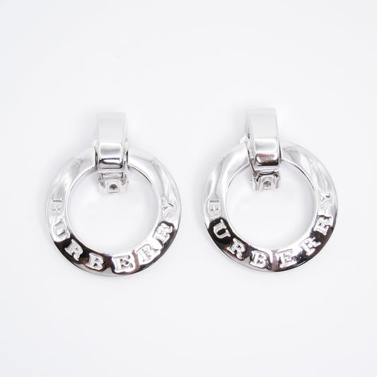 Burberry Vintage Burberry Logo and Check on Circle 3-way Usage Silver Clip-on Earrings
