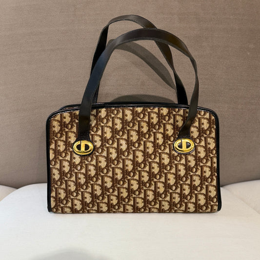 Christian Dior Classic Brown Trotter Pattern Canvas Handbag