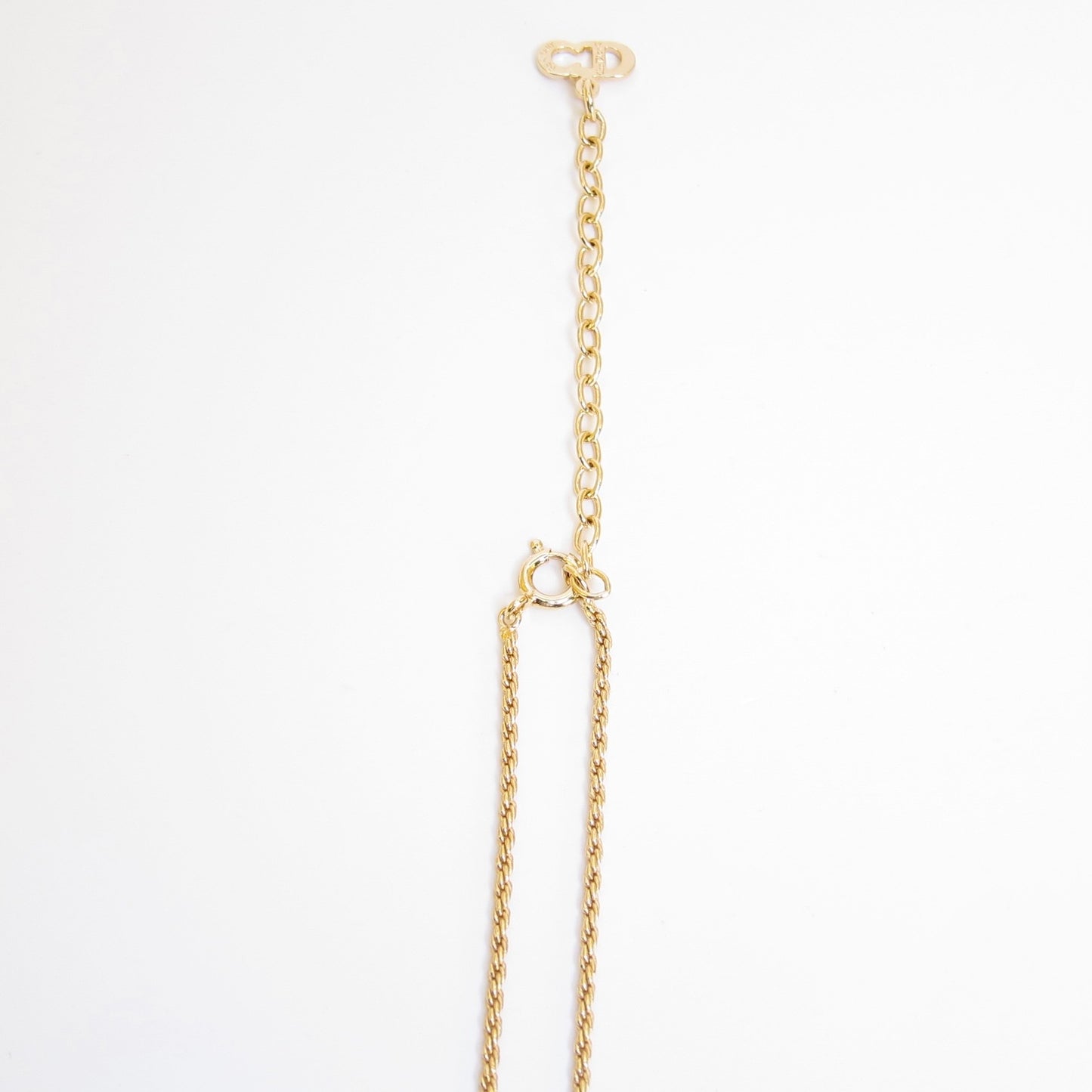 Christian Dior Vintage CD Logo in Oval Shaped with Rhinestone Golden Necklace
