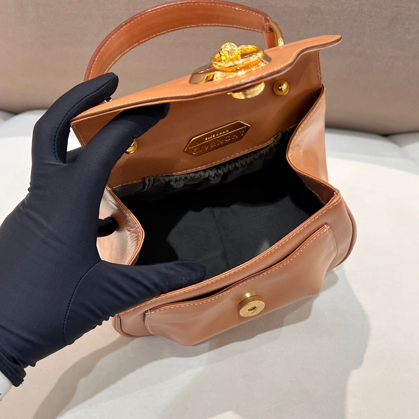 Givenchy Vintage Brown Structured Top Handle Bag