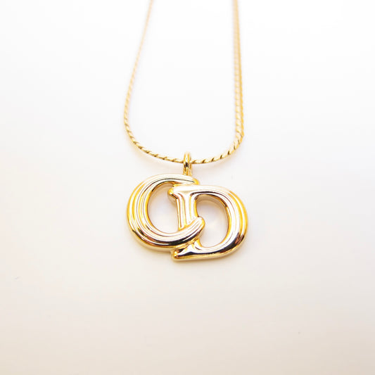 Christian Dior Vintage CD Logo Golden Necklace