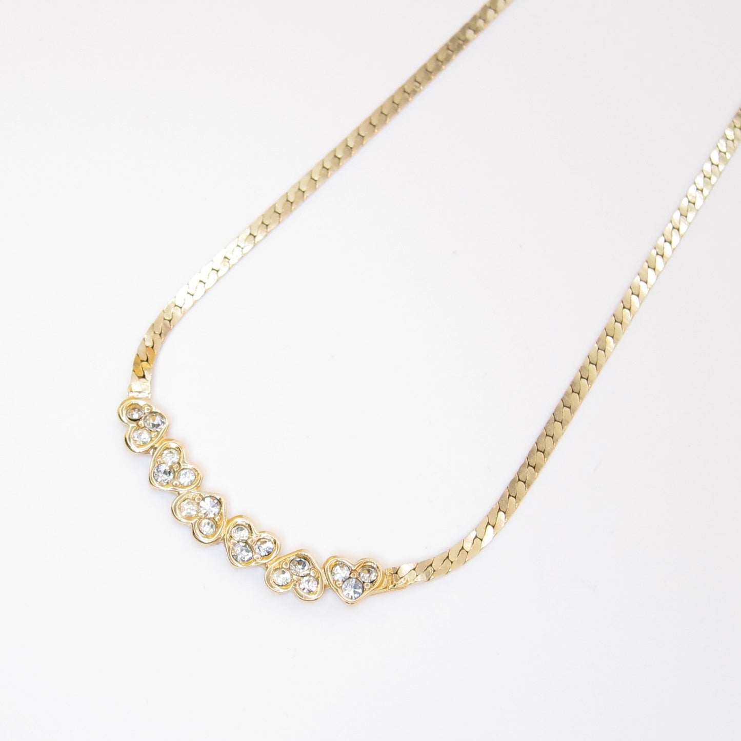 Givenchy Vintage Heart Motif with Rhinestone Golden Necklace
