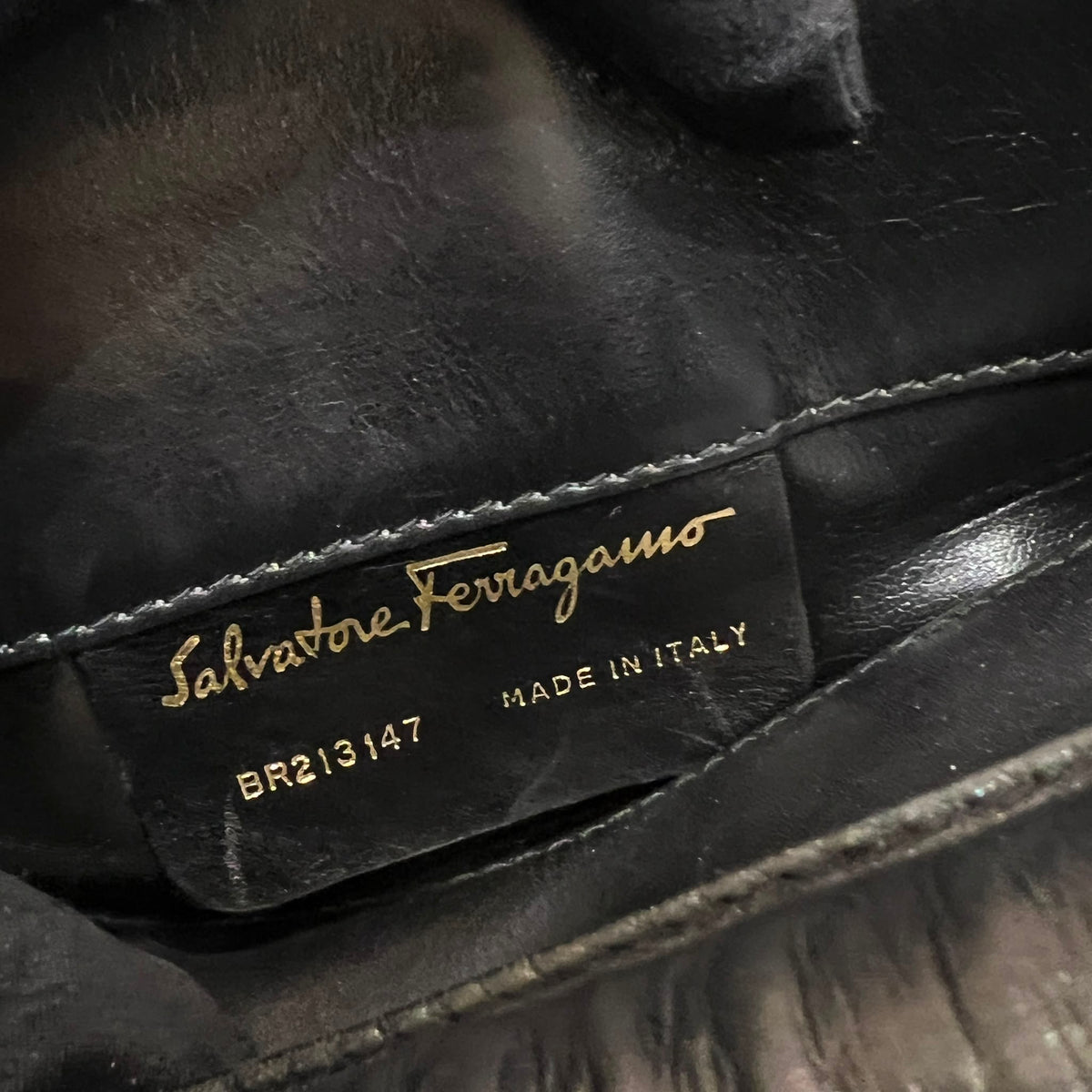 Ferragamo Vintage Black Leather Gancini 2-Way Shoulder Bag