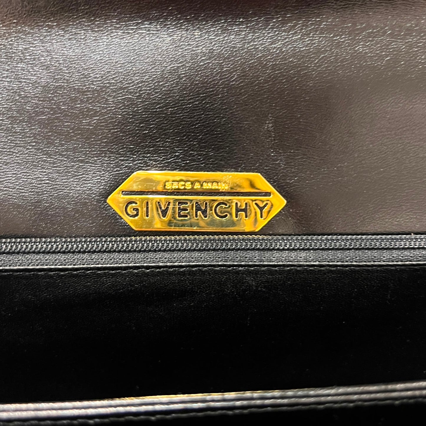 Givenchy Vintage Black Leather Structured Top Handle Handbag
