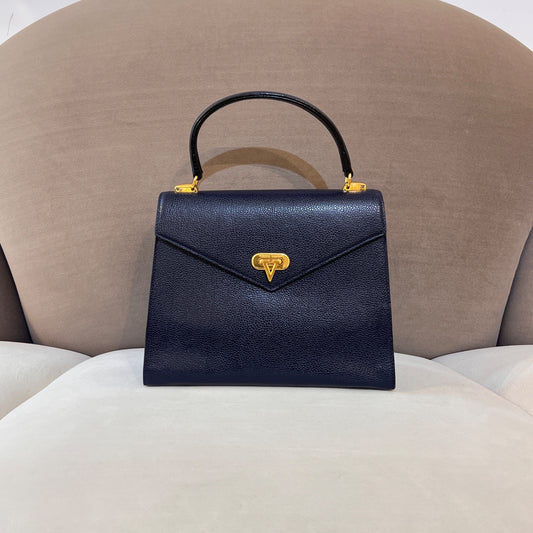 Valentino Garavani Vintage Navy Leather Top Handle Bag