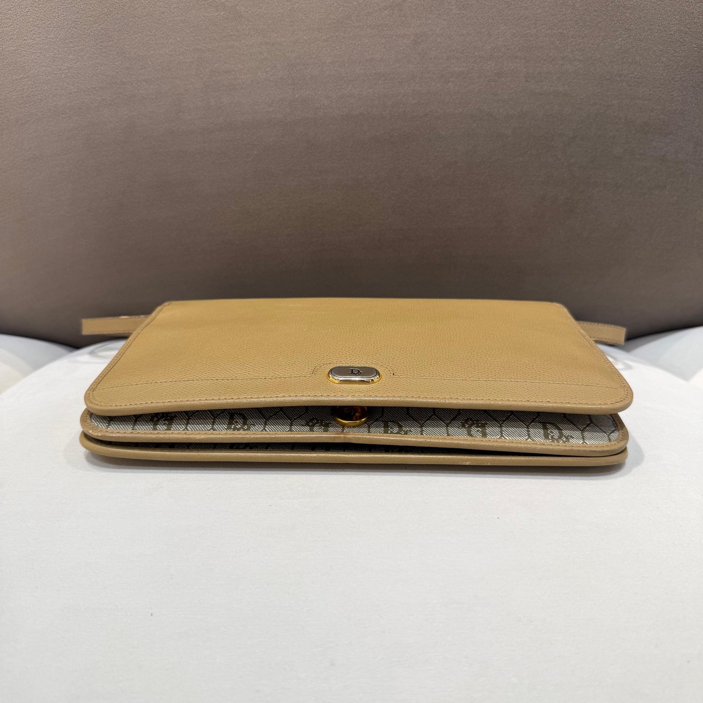 Christian Dior Vintage Beige Leather Envelope Shoulder Bag