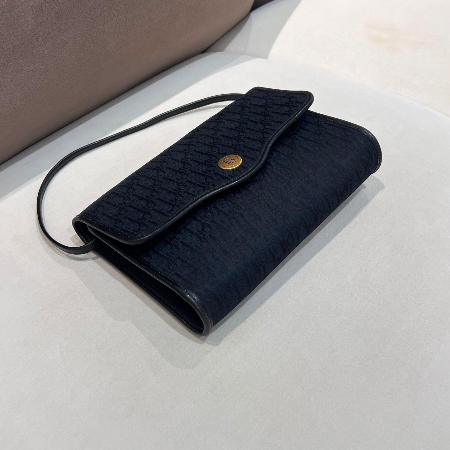 Christian Dior Vintage Black Trotter Jacquard Shoulder Bag