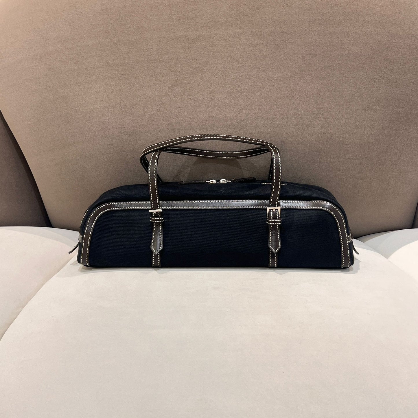 Burberry Blue Label Vintage Black Canvas Slim Shoulder Bag