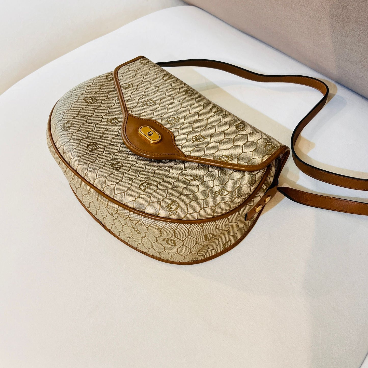 Christian Dior Vintage Brown Monogram Pvc Saddle Shoulder Bag