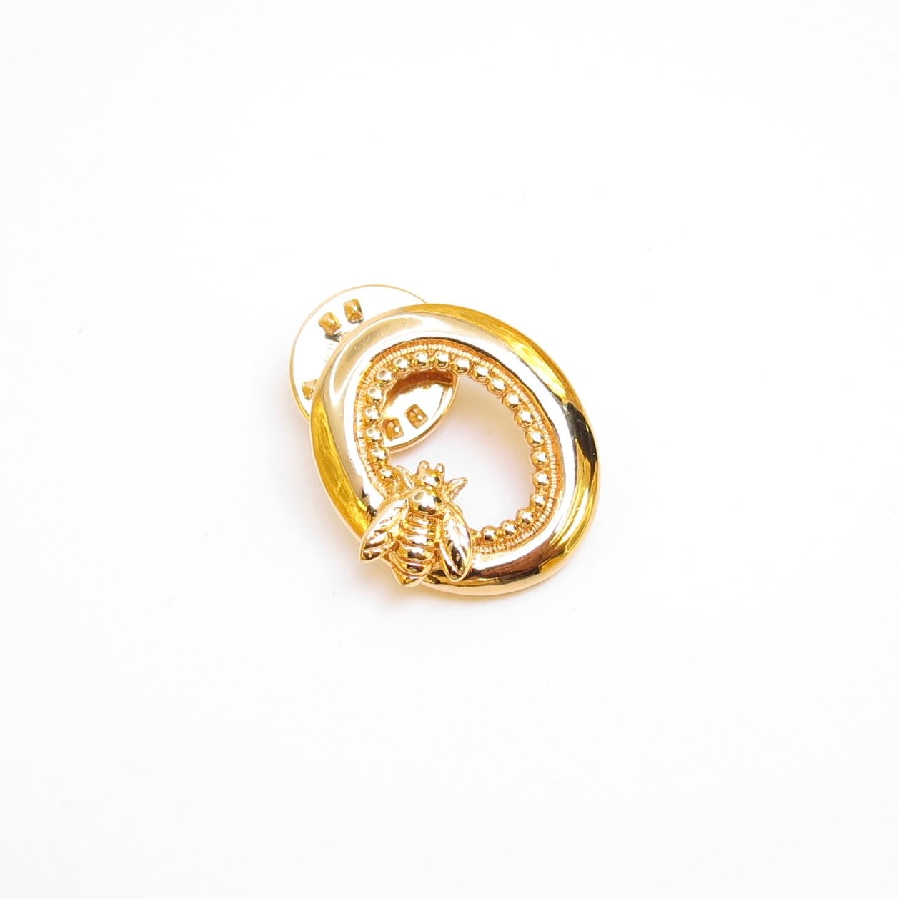 Christian Dior Vintage Letter O with Bee Golden Brooch