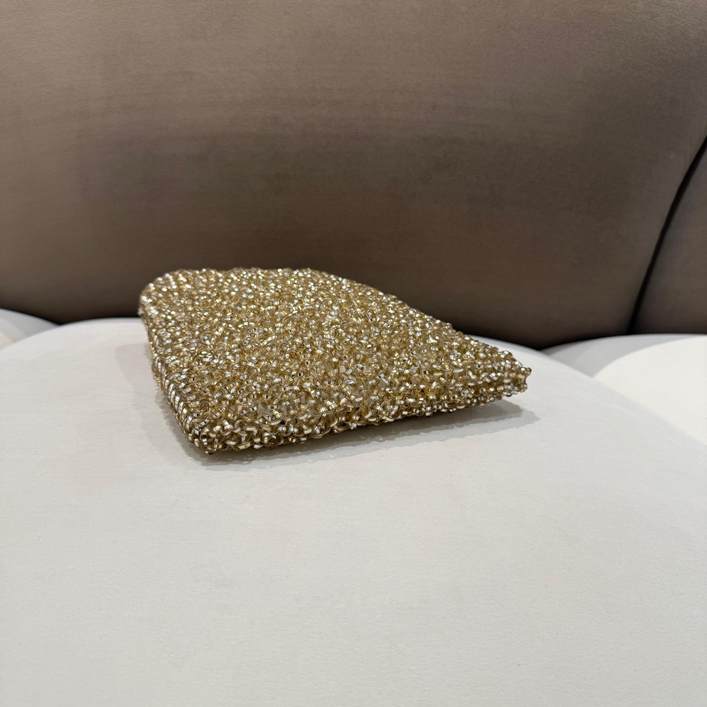 Anteprima Vintage Gold Wire Knit Vertical Handbag