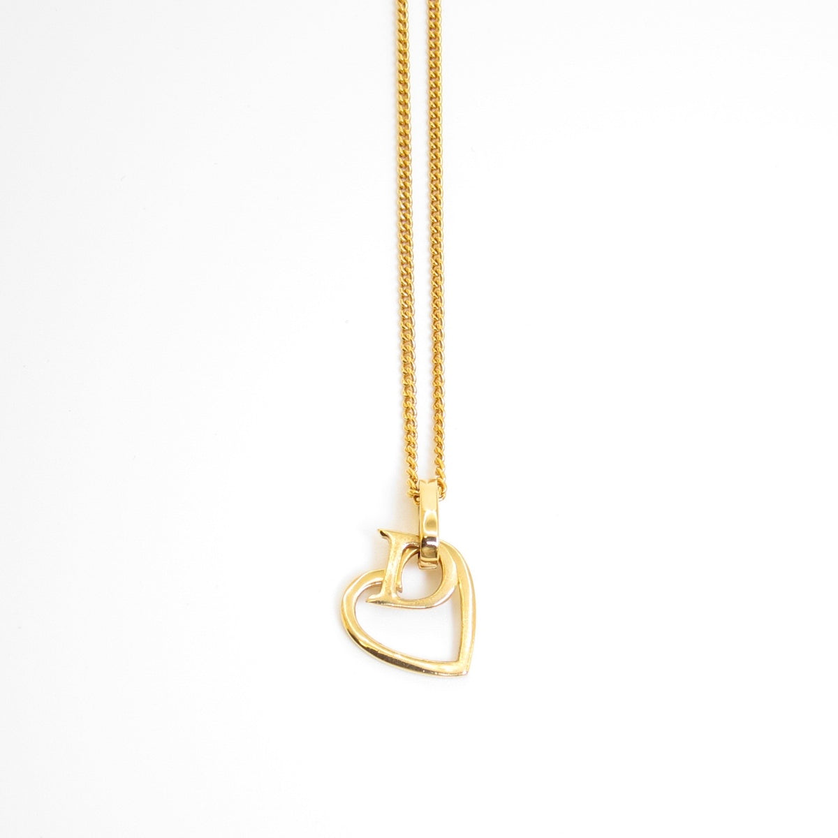 Christian Dior Vintage Open Heart D Logo Gold-Tone Necklace, 43cm