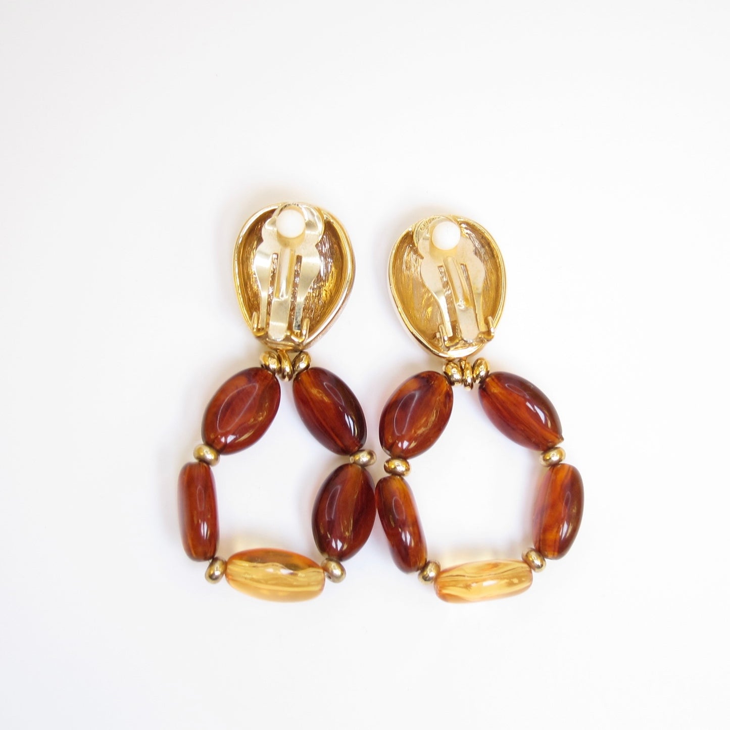 Givenchy Vintage Givenchy Logo Amber Resin Bead Drop Golden Clip-on Earrings