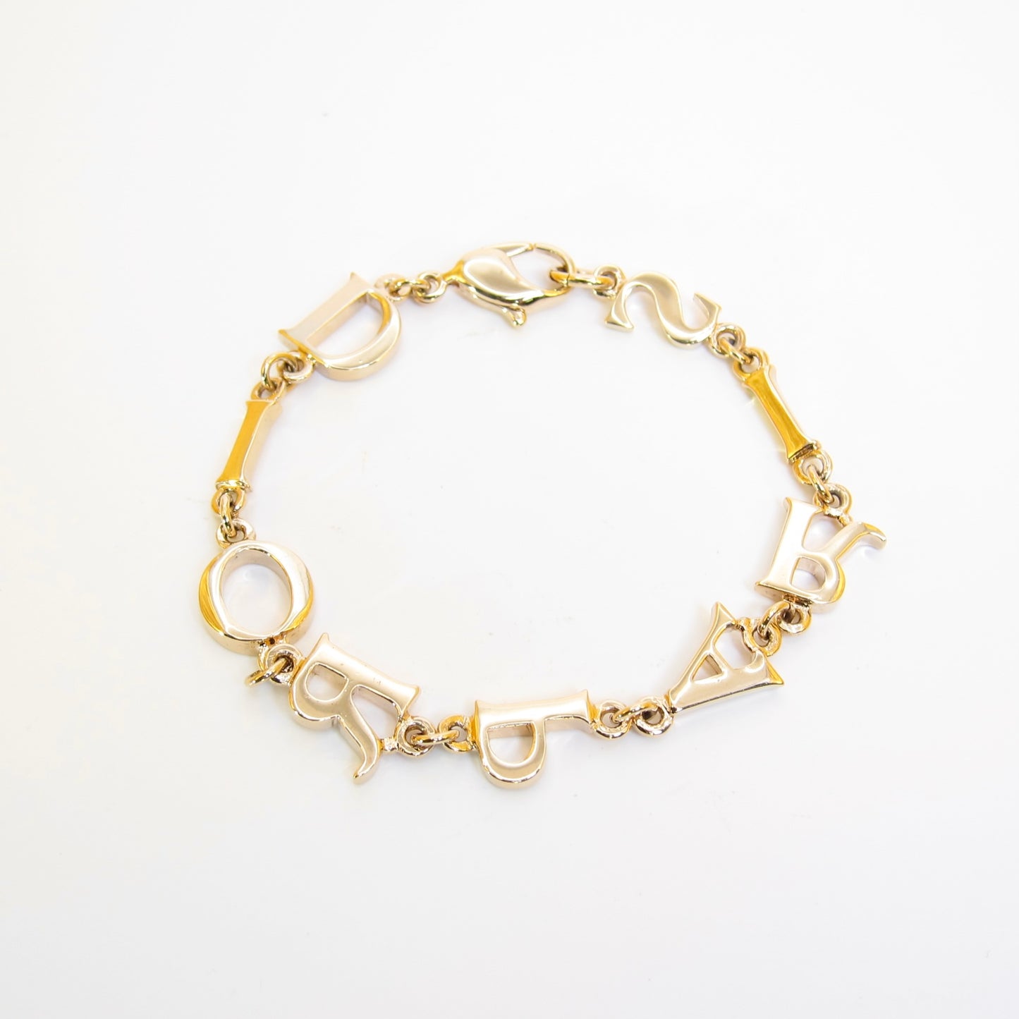 Christian Dior Vintage Dior Paris Letter Charm Golden Bracelet