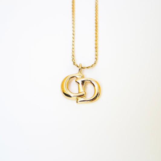 Christian Dior Vintage CD Logo Golden Necklace