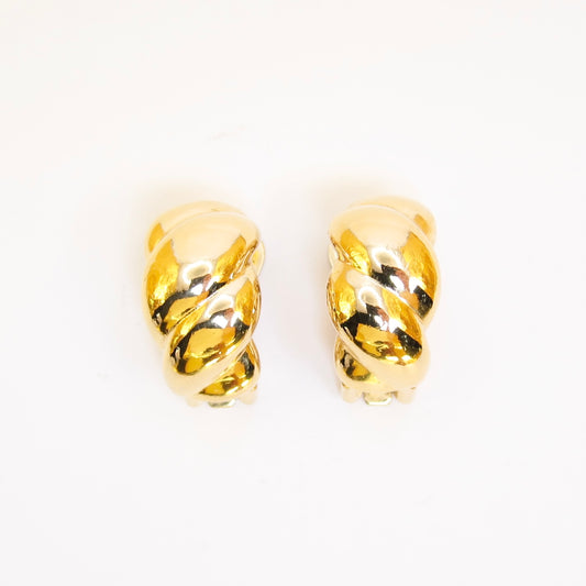 Christian Dior Vintage Stylish Golden Clip-on Earrings
