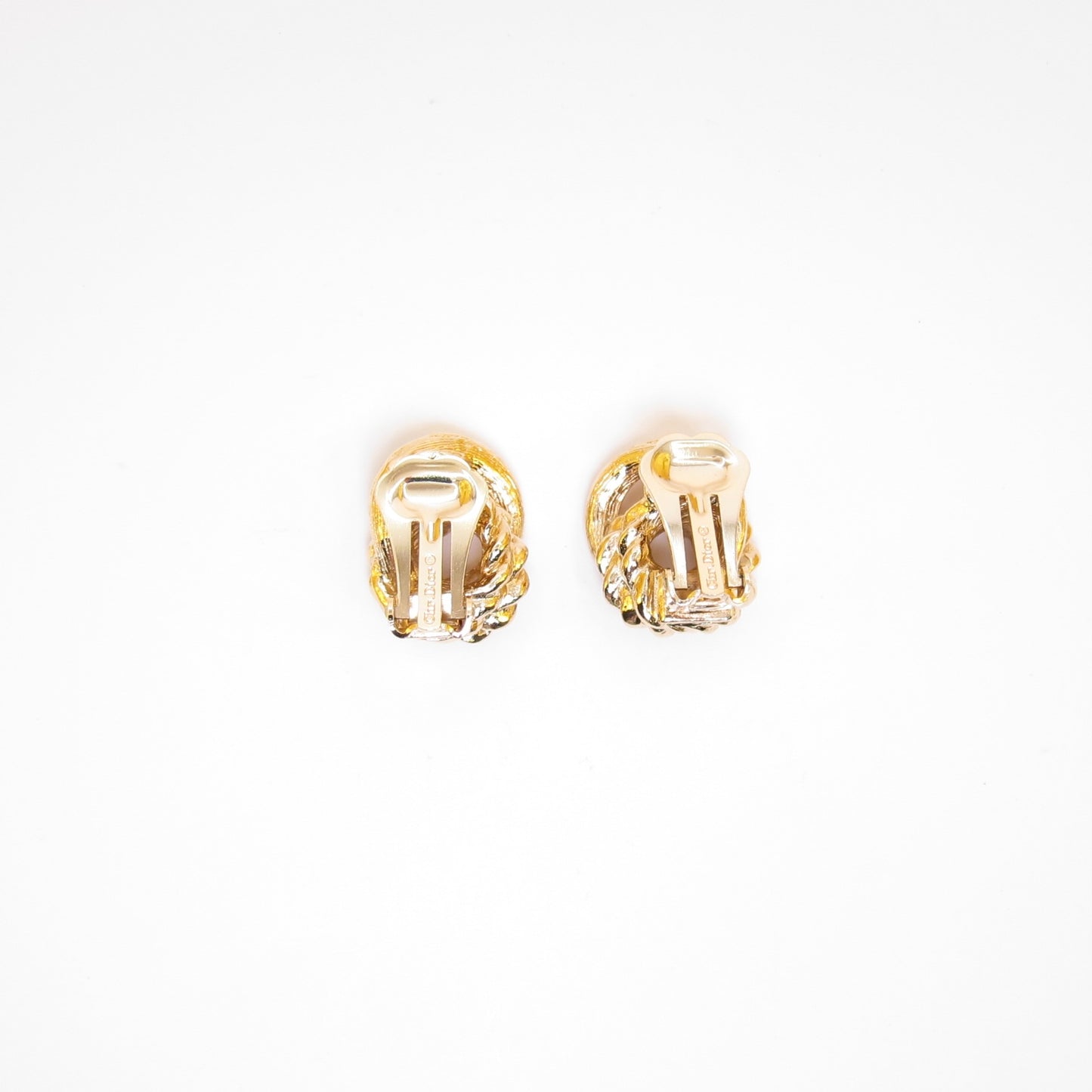 Christian Dior Vintage Twisted Circle Golden Clip-on Earrings