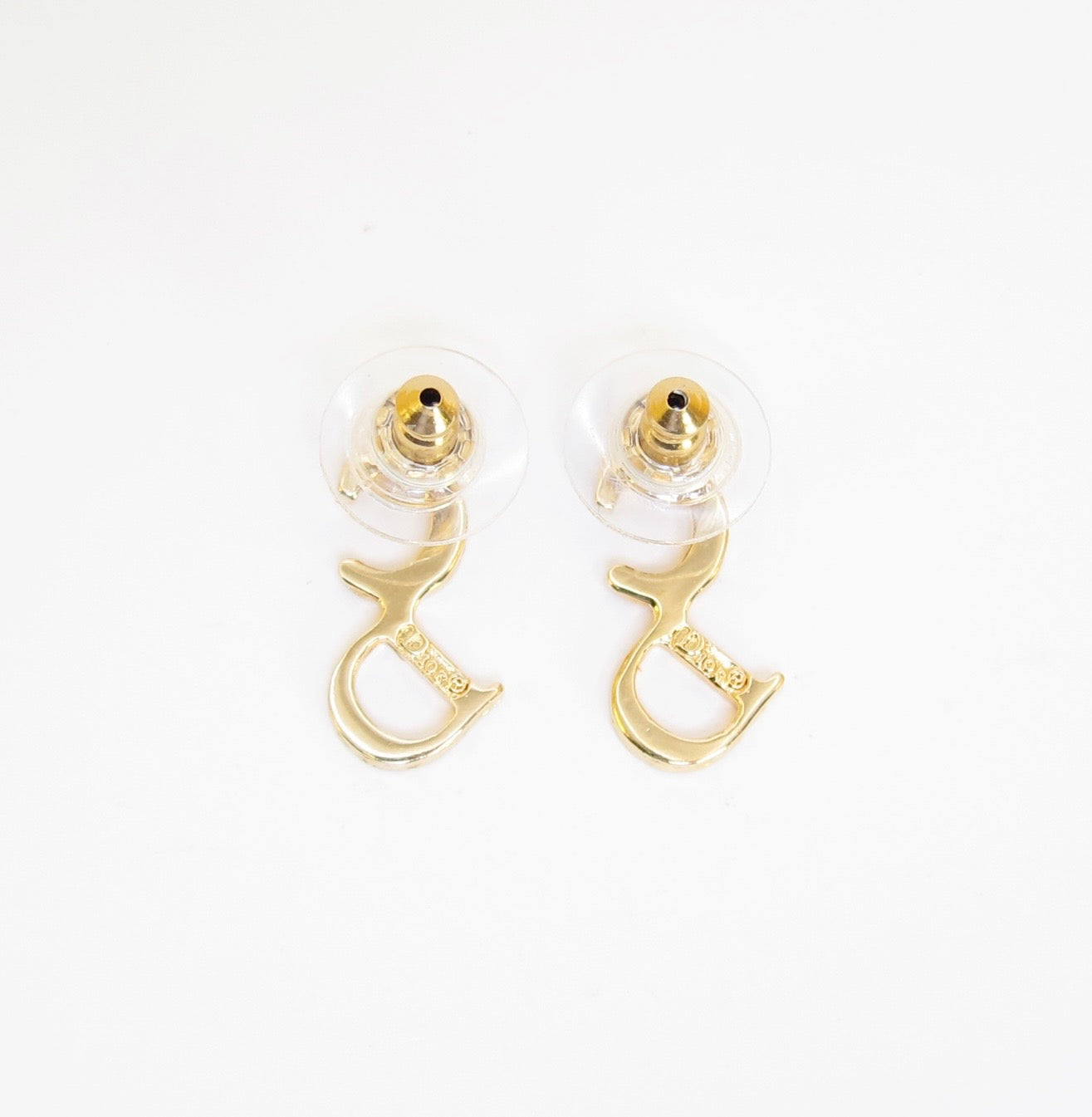 Christian Dior Vintage CD Logo Golden Earrings