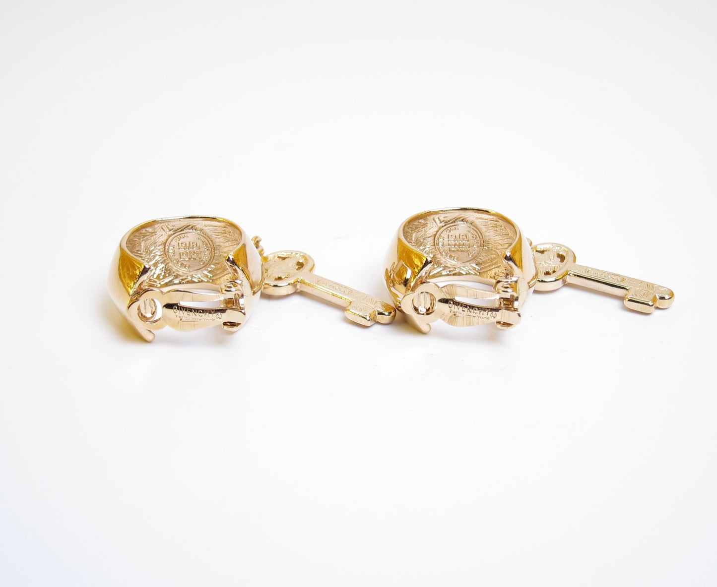 Givenchy Vintage 4G Logo Key with Pearl Golden Clip-on Earrings