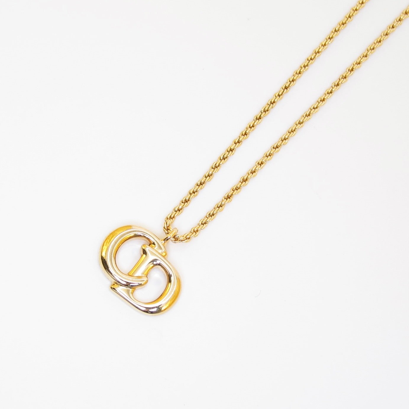 Christian Dior Vintage CD Logo Golden Necklace