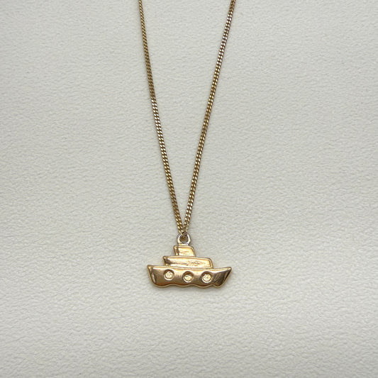 Givenchy Vintage Ship Motif Pendant Golden Necklace