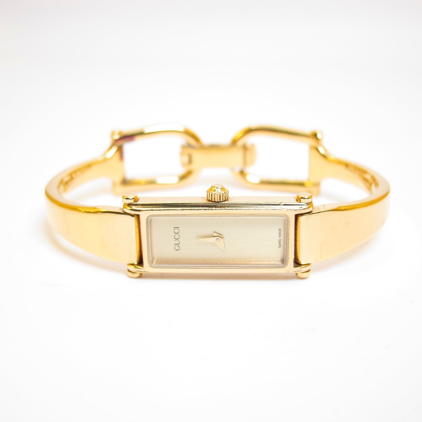 Gucci 復古長方形金色錶盤手鐲腕錶
