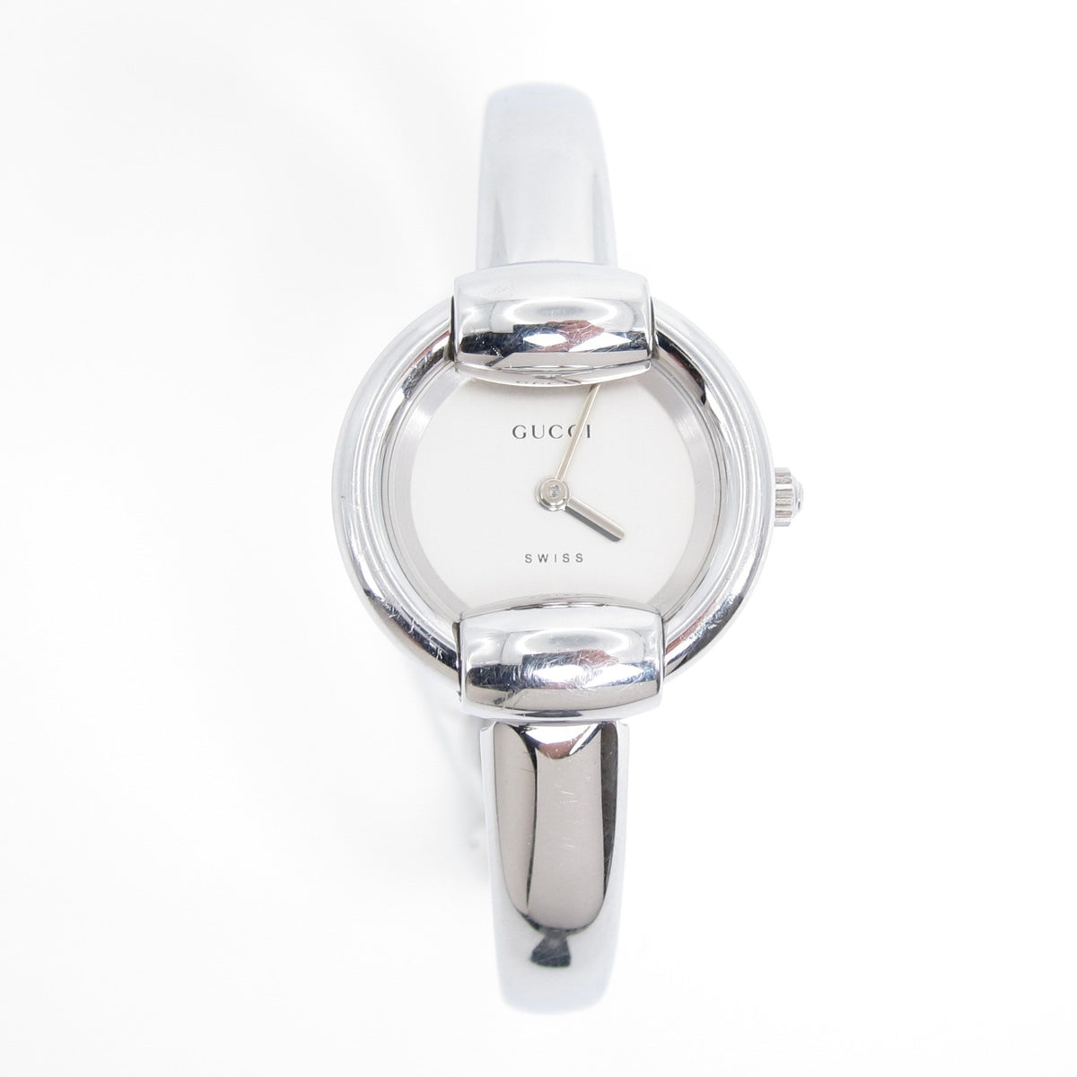 Gucci Vintage 1400L Silver White Dial Bangle Watch