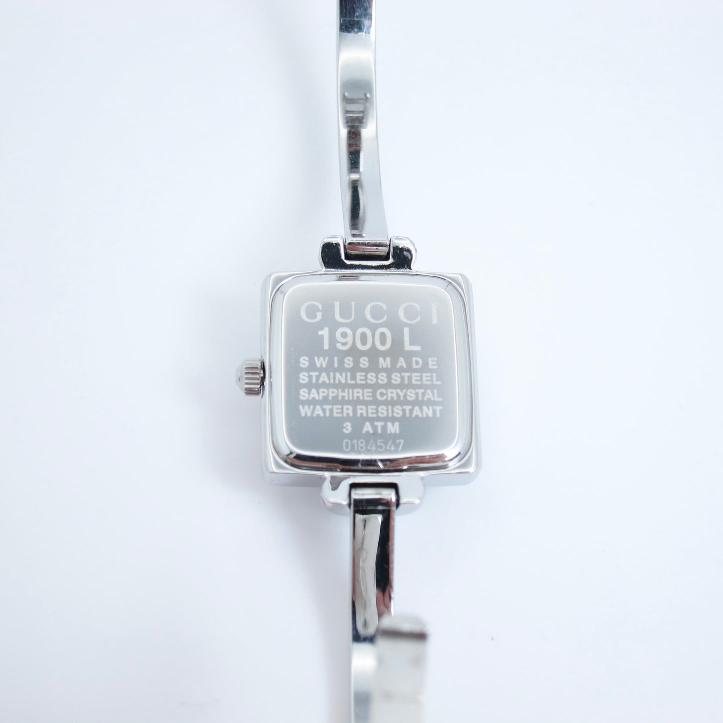 Gucci Vintage Square Black Face Silver Bangle Watch