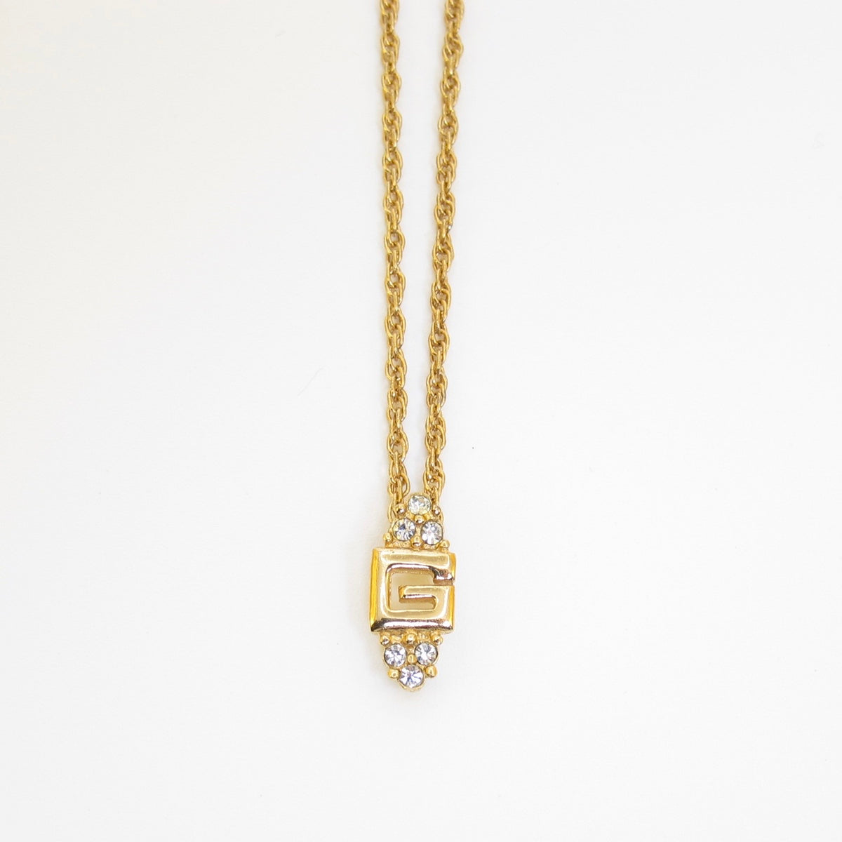 Givenchy Vintage Crystal G Pendant Necklace