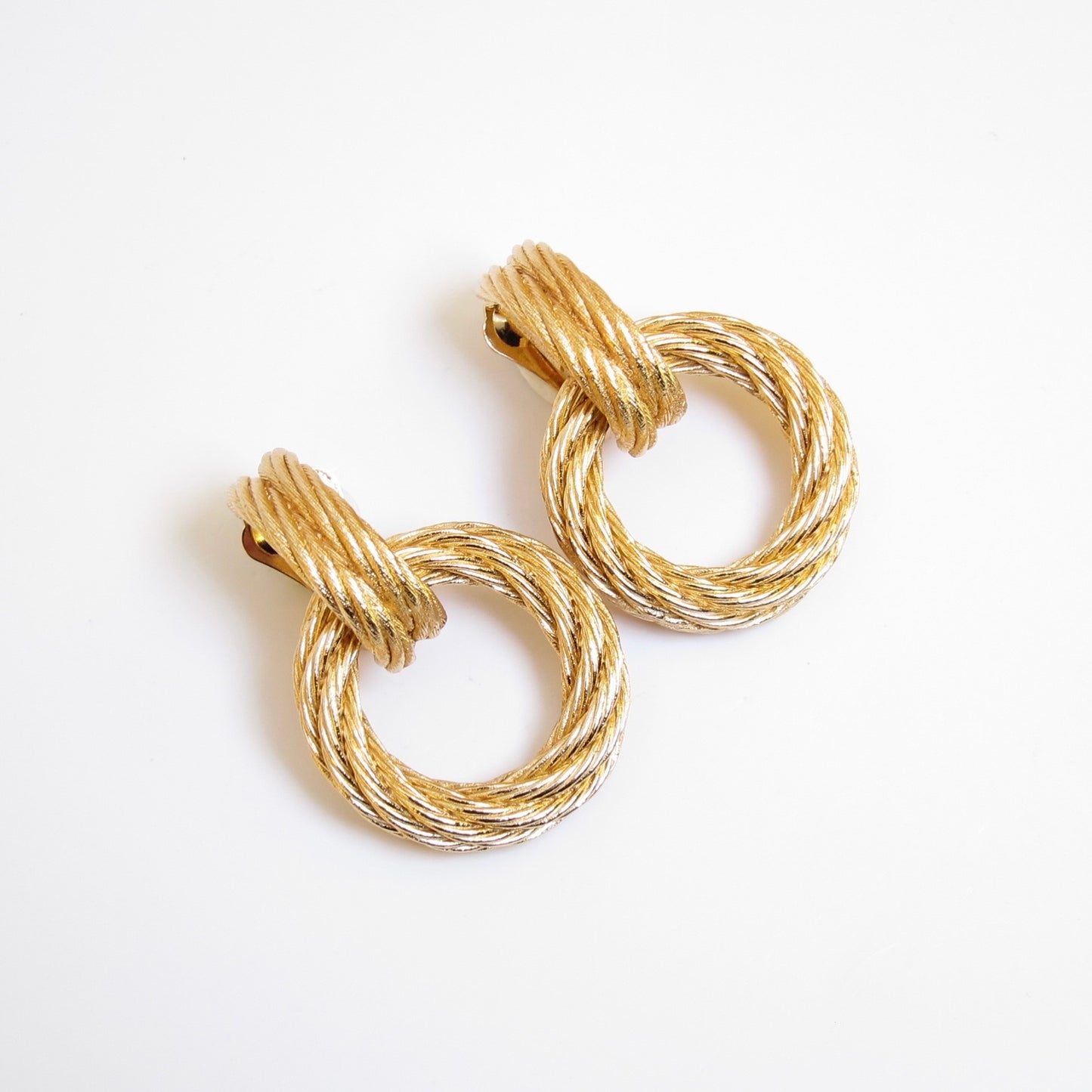 Christian Dior Vintage Twisted Rope Golden Clip-on Earrings