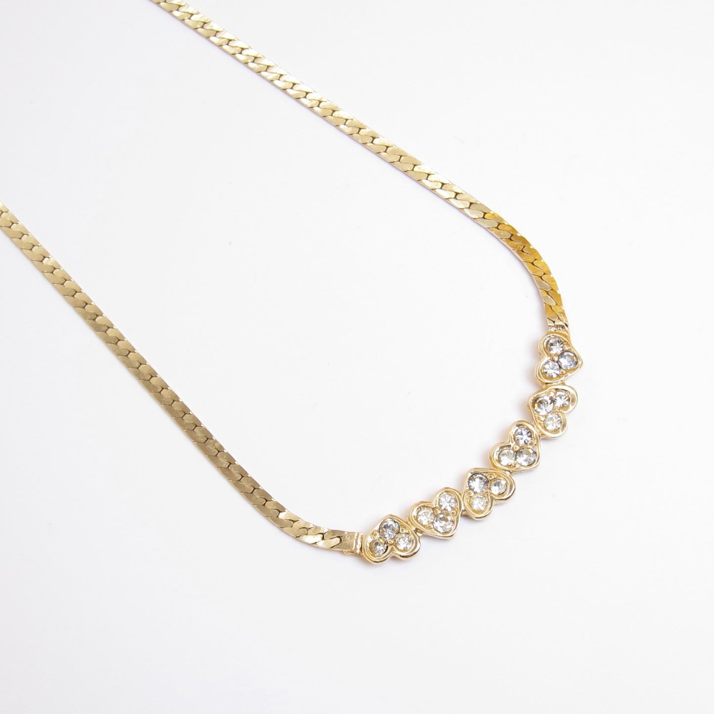 Givenchy Vintage Heart Motif with Rhinestone Golden Necklace