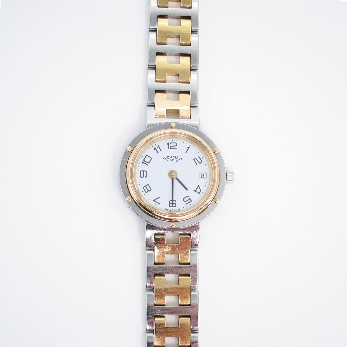 Hermes Vintage Clipper Two-Tone White Dial Ladies Watch