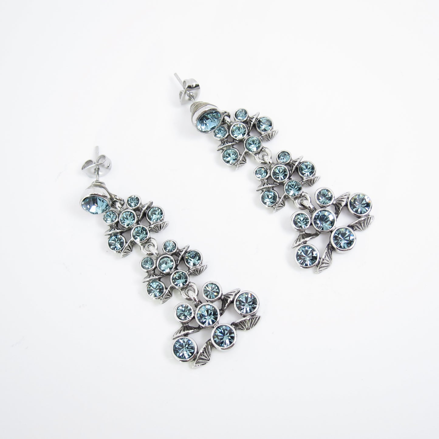 Givenchy Vintage Blue Rhinestone Silver Earrings