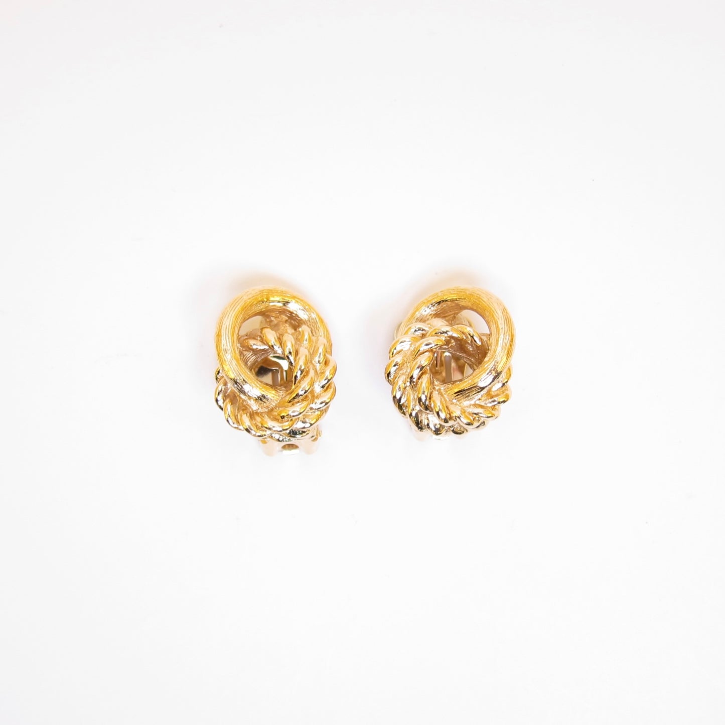 Christian Dior Vintage Twisted Circle Golden Clip-on Earrings