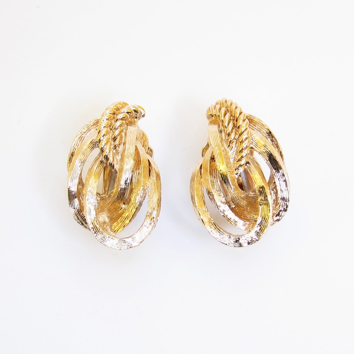 Christian Dior Vintage Rope Knot Golden Clip-on Earrings