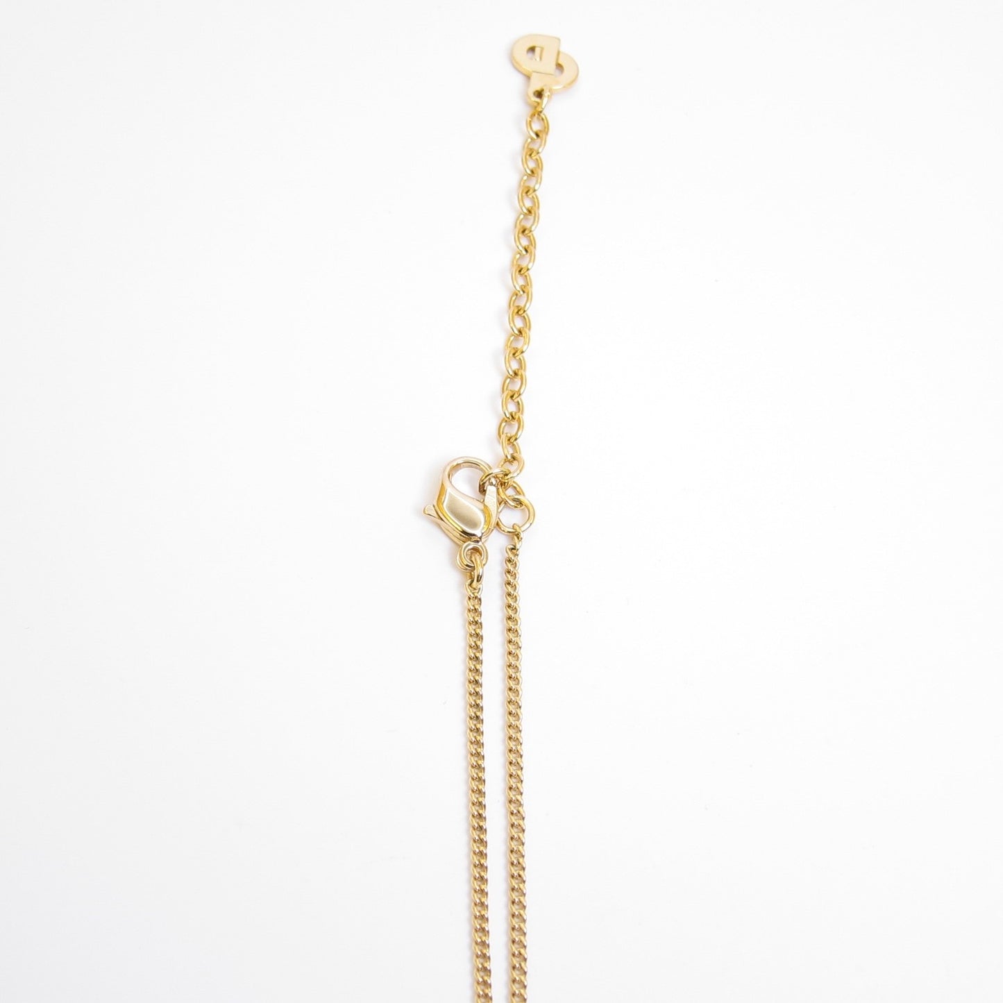 Christian Dior Vintage Dior Logo Black and Rhinestone Golden Necklace