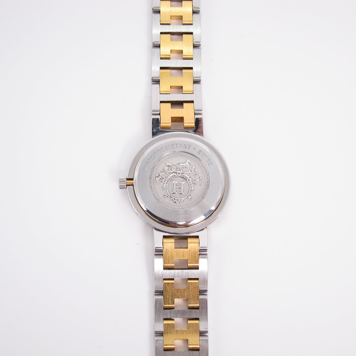 Hermes Vintage Clipper Ivory Dial with Date and H Bracelet Two Tone Watch