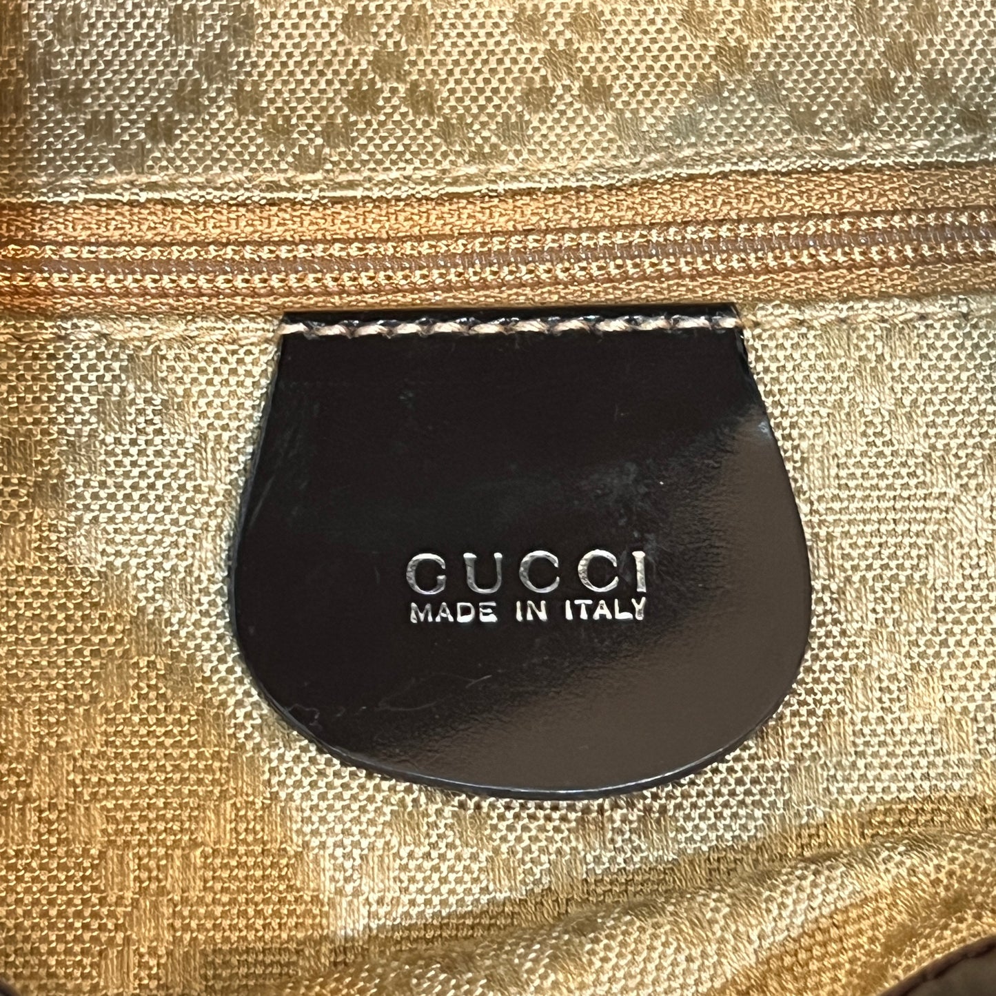 Gucci Vintage Bamboo Nylon Black Leather Trim Backpack