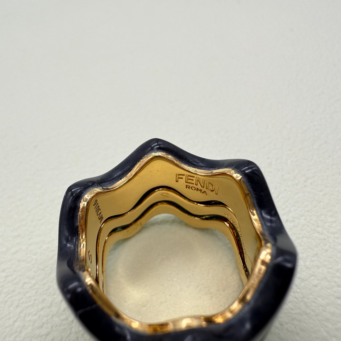 Fendi Vintage Multi Color 3-Row Ring #11