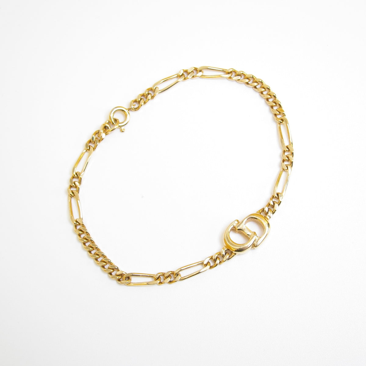 Christian Dior Vintage Oval CD Charm Gold-Tone Bracelet, 17.5cm