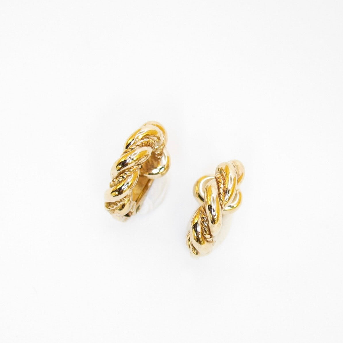 Christian Dior Vintage Twisted Rope Hoop Clip-On Earrings