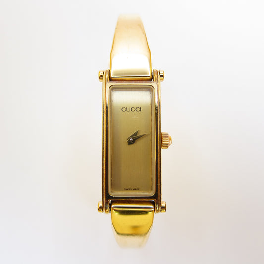 Gucci Vintage Rectangle Golden Face Bangle Watch