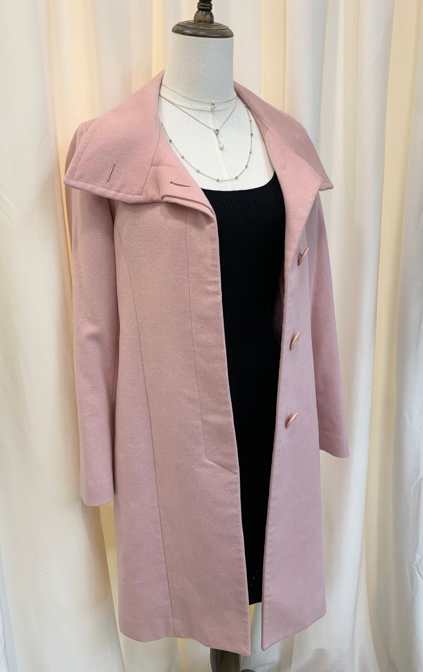 Lanvin En Bleu Dusty Pink Asymmetric Collar Coat Size 36