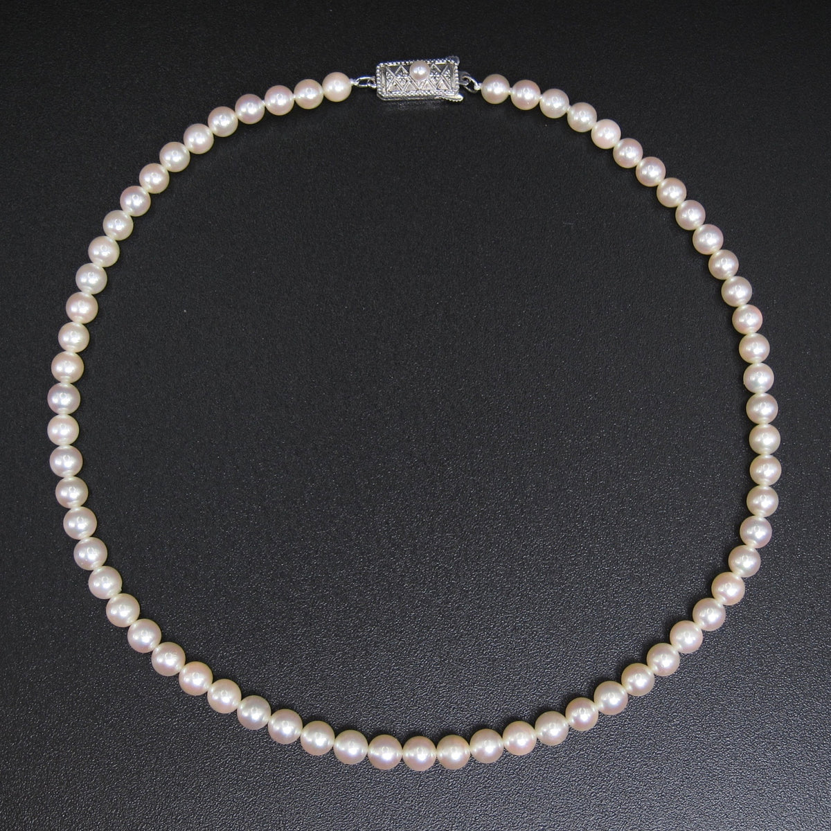 Mikimoto Vintage Akoya Pearl with SV Buckle Necklace
