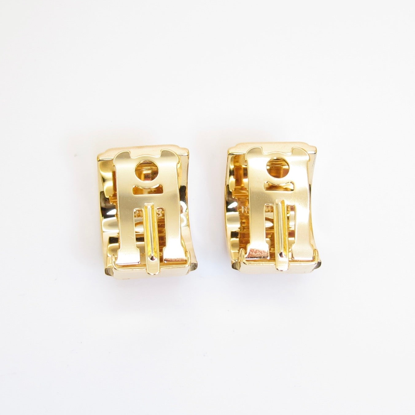 Hermes Vintage Multicolor Striped Cloisonné Enamel Golden Clip-on Earrings