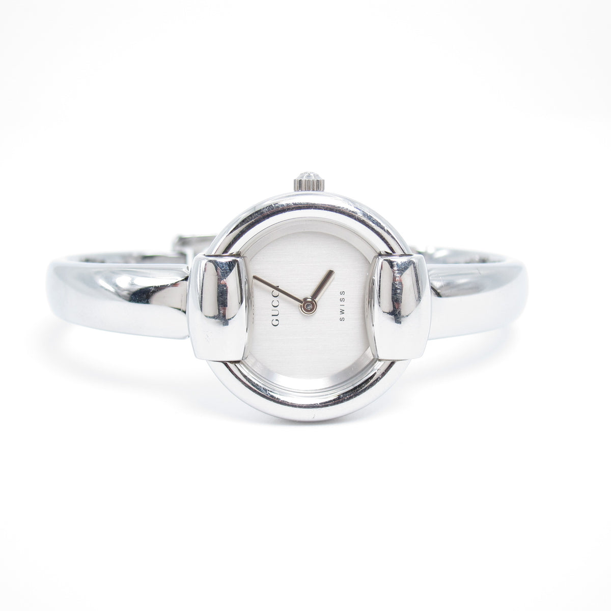 Gucci Vintage 1400L Silver White Dial Bangle Watch
