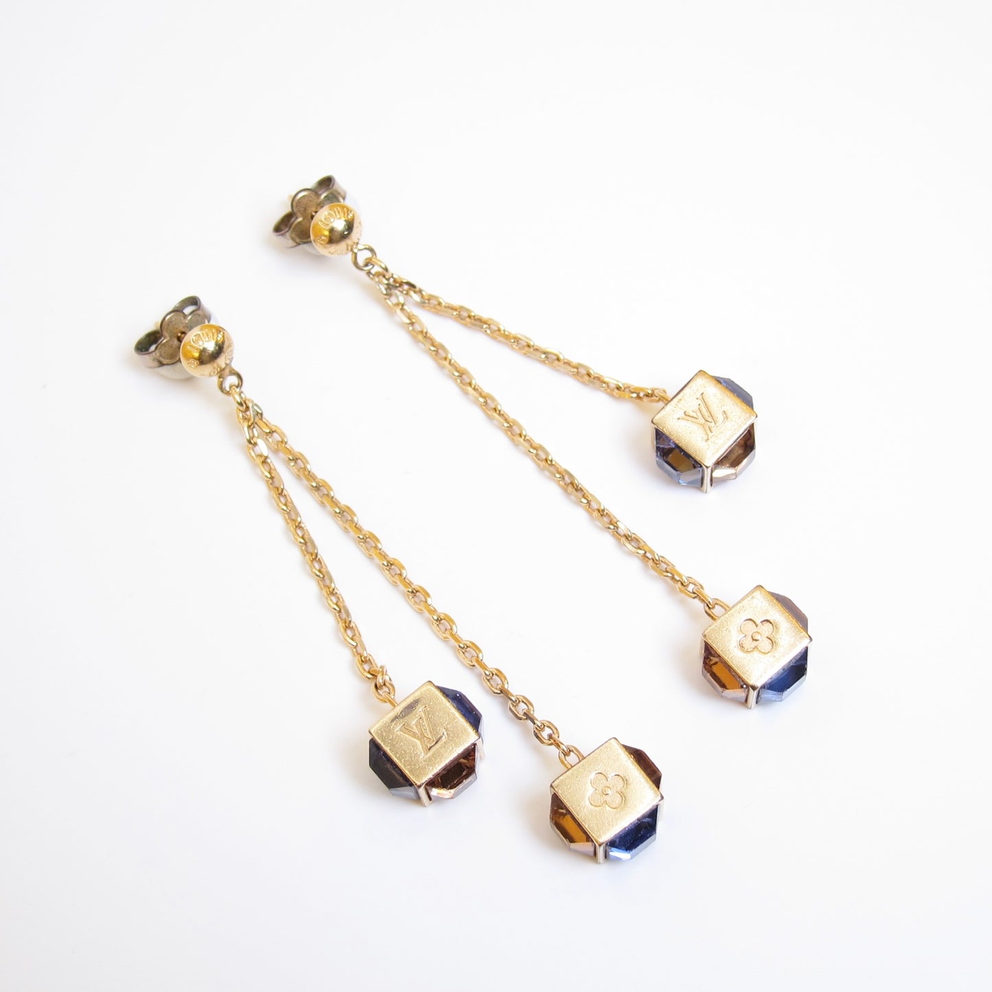 Louis Vuitton Vintage Gamble Dangle Golden Earrings